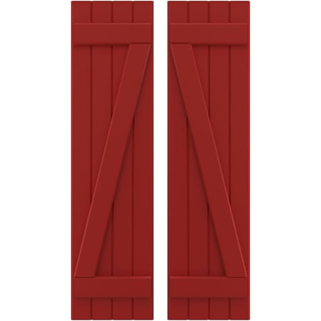 Americraft 4-Board (2 Batten) Wood Joined Board-n-Batten Shutters W/ Z-Bar, ARW102BB414X73BRH